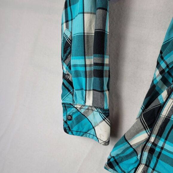 BKE Buckle Standard Fit Men's Plaid Pearl Snap Long Sleeve Shirts Size Large - Picture 6 of 7